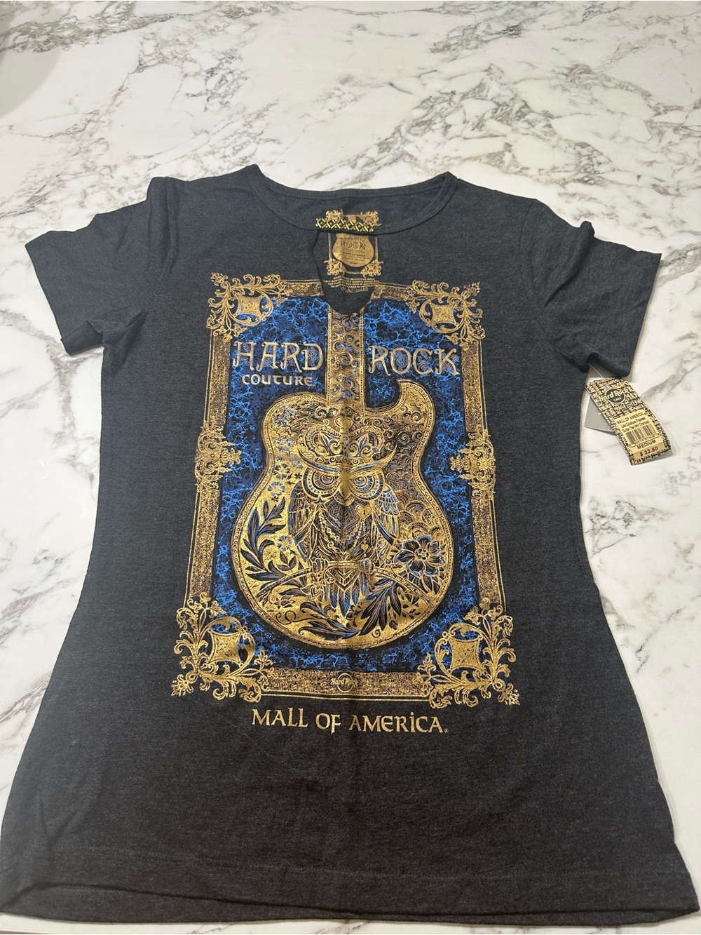 NWT Hard Rock Cafe Mall of America Couture Owl Guitar Graphic Tee Medium Y2K